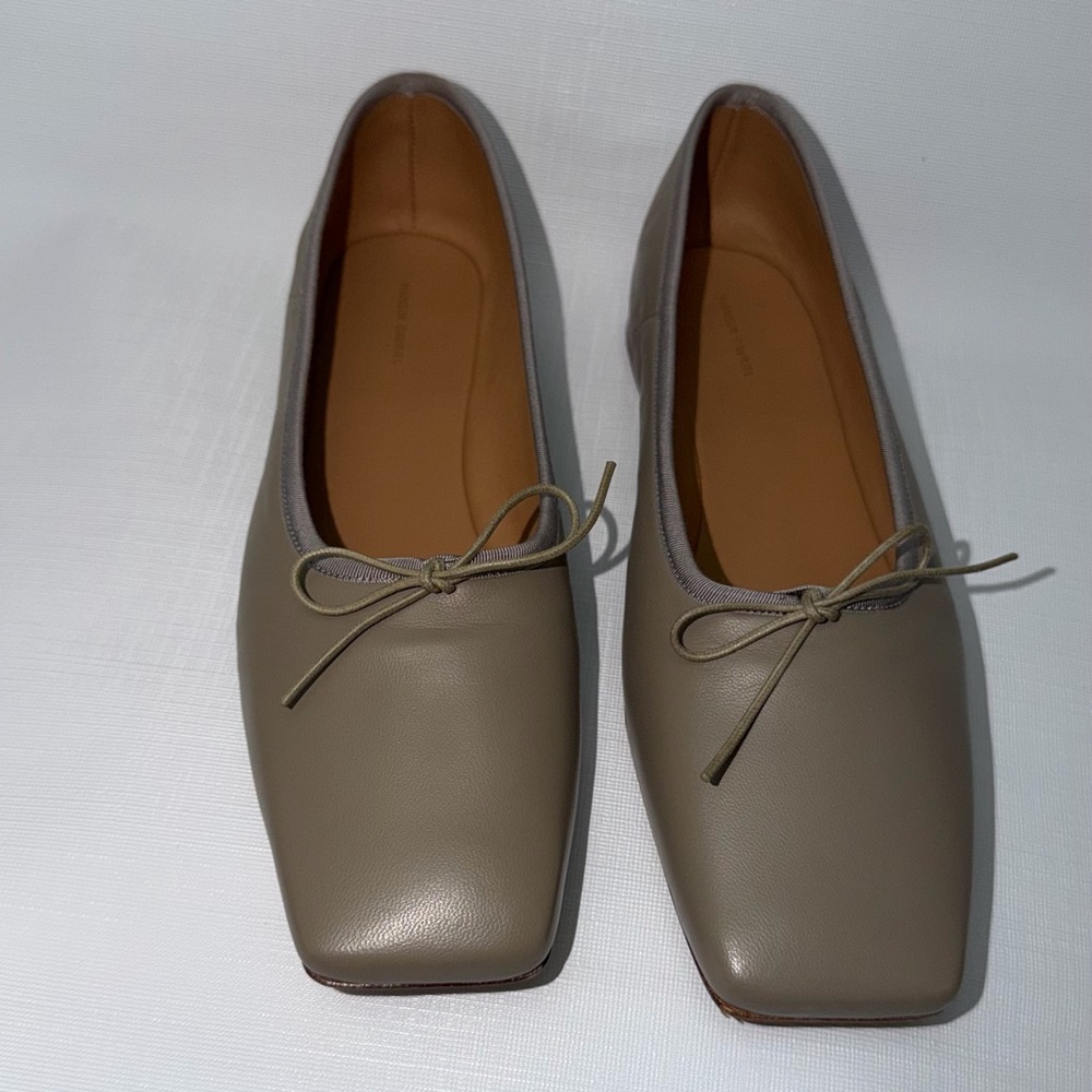 MANSUR GAVRIEL Tan Leather Square Toe Ballerina Flats w/o box worn 1x